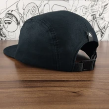 Anth Co Original Premium Suede Strapback 5 Panel Skater Cap Straight Brim Bear Embroidered StreetwearBearStreet StyleFabricEmbroidery - 黑色 - 查看 7
