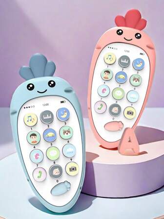 1 st. Educatief tweetalig wortel-bijtspeeltje telefoon voor baby's van 0-3 jaar, vroege ontwikkeling van kinderen Chinese verhaal- en liedjesmuziekspeler, walkie-talkie, drumstoktas, baby-pasgeboren speelgoed voor wipstoel