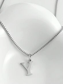 Magic Fish 1pc Classic 26 Alphabet Letter Necklace A-Z Initial Pendant Necklace Stainless Steel Jewelry Gift, Suitable For Daily Wear