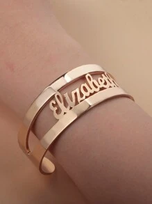Pulsera de brazalete ancho personalizada con nombre en inglés, accesorio de moda único, regalo para el Día de la Madre, San Valentín, cumpleaños, aniversario, amigos, estudiantes, Navidad