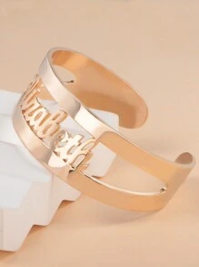 Pulsera de brazalete ancho personalizada con nombre en inglés, accesorio de moda único, regalo para el Día de la Madre, San Valentín, cumpleaños, aniversario, amigos, estudiantes, Navidad