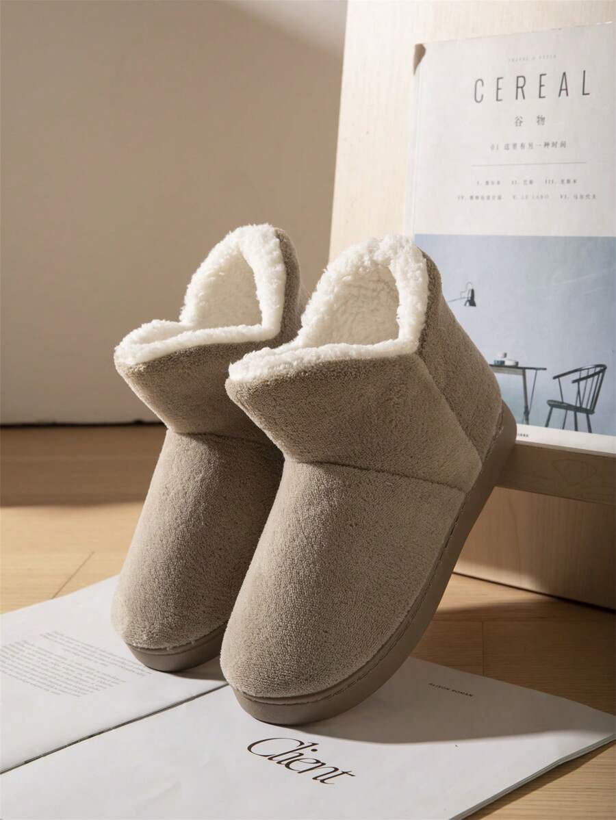 男女通用纯色 V 型保暖雪地靴平头套高跟秋冬户外短靴