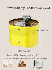 2.2L/74.5oz/0.58 Gallon Automatic Pet Water Fountain With Cat Shaped, Ultra Quiet Water Pump, Suitable For Medium & Small Cats And Dogs, Replacement Pump Available Separately