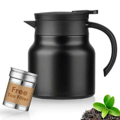 choxila 1 pieza Tetera térmica, cafetera aislada de acero inoxidable para mantener caliente el café y el té, hervidor de té de doble pared al vacío con infusor de té extraíble
