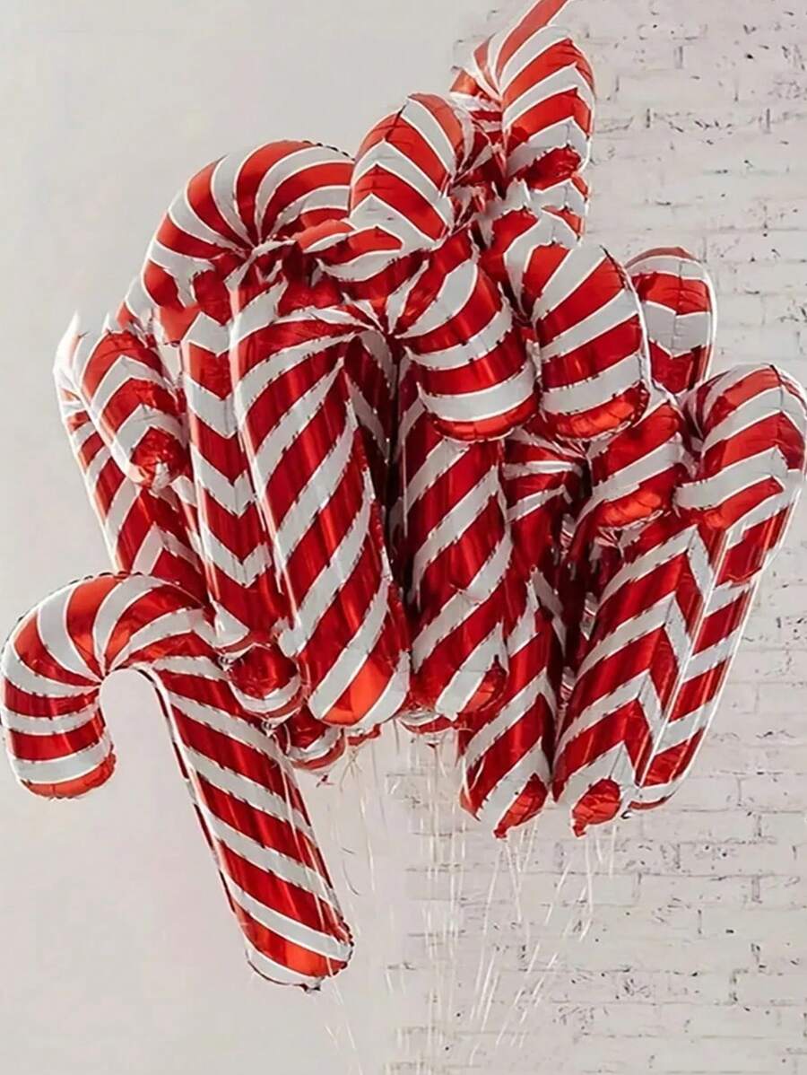 5 件装圣诞节拐杖糖铝箔气球圣诞老人拐杖气球圣诞新年派对装饰圣诞节家居装饰，圣诞节 - 彩色 - 查看 1