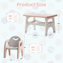 Kids Table And Chair Set, Plastic Children Activity Table With 2 Chairs, Toddler Table And Chair Set For Reading, Drawing, Snack Time, Arts Crafts, Preschool, Gift For Boys Girls - Hồng - Xem 7