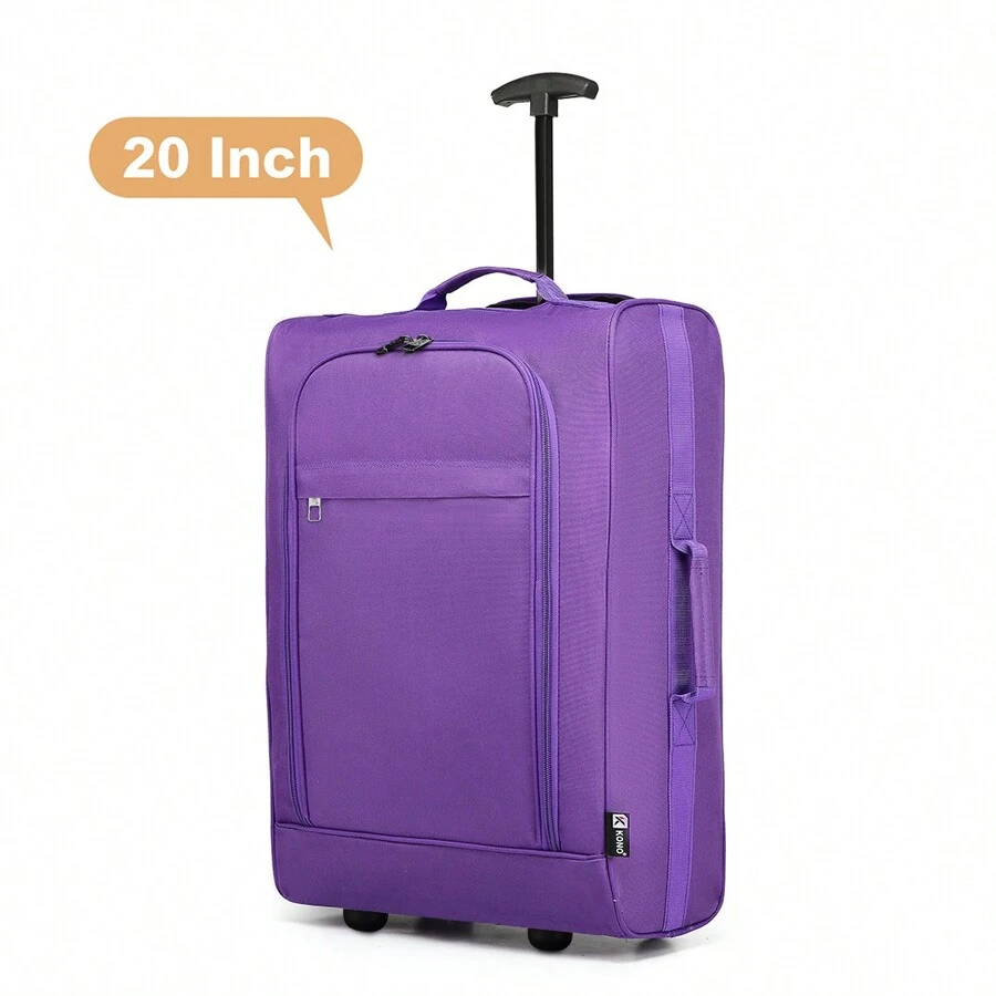 Valise légère de 20 pouces avec housse souple - Bagage cabine approuvé avec trolley à double roue pour hommes et femmes, idéal pour les voyages professionnels et les vacances. Valise de voyage et imperméable - Prune - Voir 1
