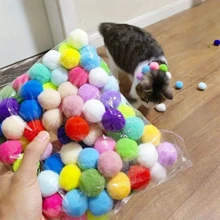 20/50/100pcs Soft Plush Ball Cat Toy Launcher - Interactive Fun - Exercise & Bonding - Great For Indoor Play (Random Color Launcher!) - Multicolor - View 5