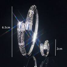Bộ 2 chiếc/bộ nhẫn và vòng tay Zirconia thiết kế sang trọng thanh lịch, phù hợp để kết hợp hàng ngày - Bộ trang sức nữ - Xem 2