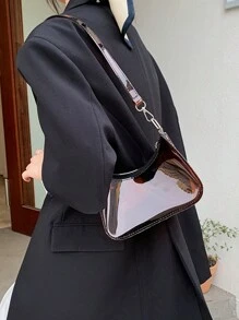 Stadium Approved Small Clear Crossbody Bag PVC Candy Color Clear Bag Purse Handbag Retro Classic Tote Bag - 棕色 - 查看 4