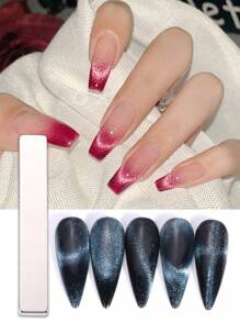 1支3D磁性猫眼美甲棒，方形双头磁铁，DIY凝胶指甲油美甲磁性工具，专业美容工具，易于使用，美甲用品，美甲工具，美甲配件，返校季，美甲，美甲工具，适用于假指甲 - 銀色 - 查看 5