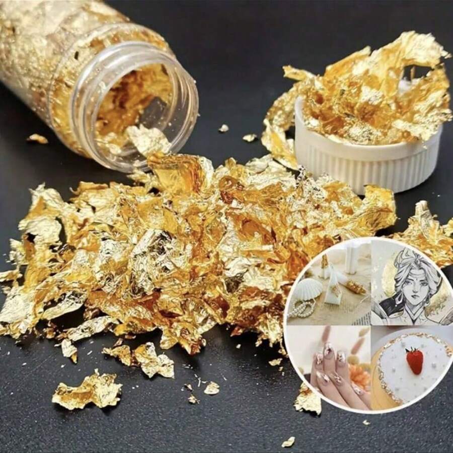 1 Bộ trang trí mảnh giấy bạc vàng, trang trí giấy bạc vàng, nến vẽ, đồ thủ công tự làm, trang trí tiệc, chỉ dùng để trang trí, đồ làm móng, đồ trang trí móng, đá quý làm móng - Nhiều màu - Xem 1