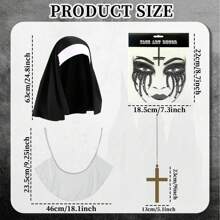 Conjunto de disfraz de monja, incluye medias altas de monja con collar para disfraz de Halloween, disfraz de fiesta de fantasía para mujeres, accesorios de vestuario