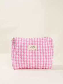 1 Piece Pink Plaid Women Makeup Bag Gingham Toiletry Pouch Travel Zipper Cosmetic Bag Storage Pouch Checkered Pattern Large Capacity Make Up Organizer Travel Skincare Makeup Storage Bag With Handle Multifunctional Storage Bag Portable Toiletries Travel Storage Bag, Handheld Bag, Minimalist Jewelry Storage Bag, Cosmetic Zipper Storage Bag Perfect For Outdoor Travel Girls Decoration Bag Cute Handbag Wallet Pouch Case Portable Cosmetics Brush Storage Clutch With Zipper Closure For Brush, Skincare, Mobile Phone, Coin, Small Items Storage Makeup Organizer Makeup Case Makeup Bags - Pink - View 10