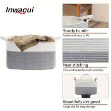 Inwagui Extra Large Woven Storage Basket For Organizing, Classic Opened Fabric Shelf Basket For Toys, Blankets, Laundry - Soft Multifunctional Decorative Basket With Handles