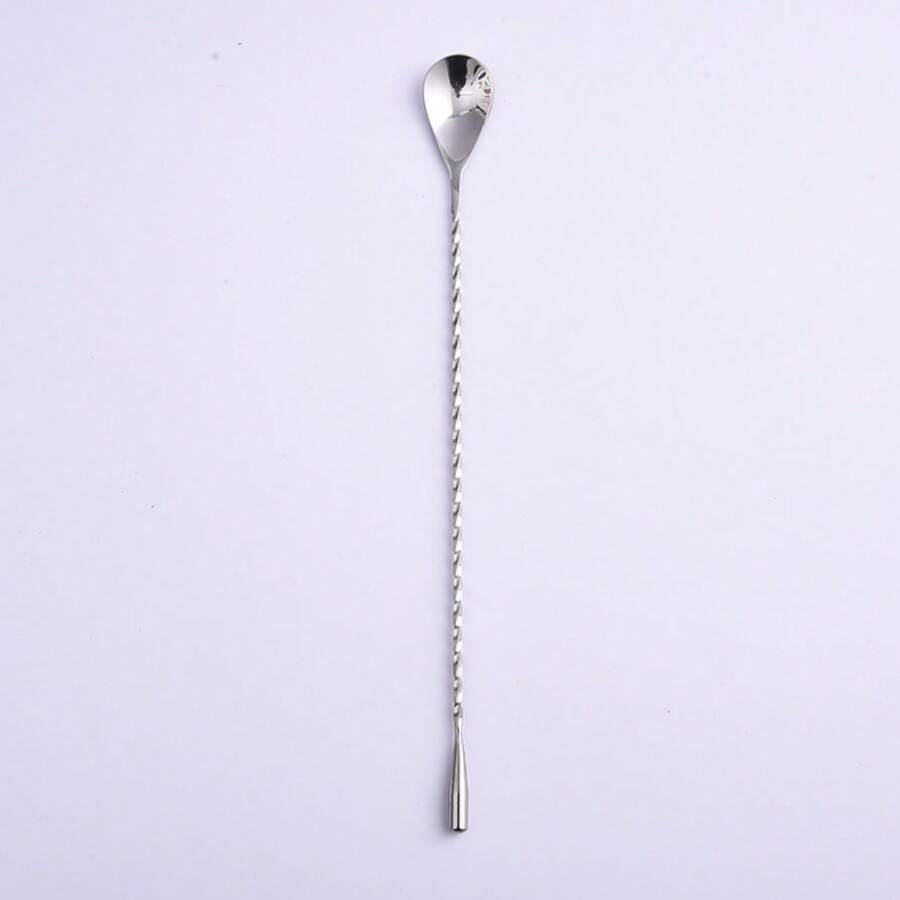 Multi-Functional Stainless Steel Barspoon With Thread, Coffee And Milk Tea Stirring Spoon, Kitchen Utensil, For Outdoor, Camping - Silver - View 1
