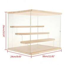 ZhdnBhnos LINSIE Clear Acrylic Display Case Countertop Box Organizer Stand Dustproof Showcase 30.5 *24*26cm The Best Gift/Present For Family&Friends Happy Christmas - Màu Khaki - Xem 2
