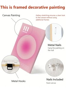 3入組/套北歐極簡風格非凡影子心形客廳裝飾畫布，無框 - 彩色 - 查看 4