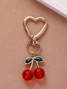 1 件时尚可爱樱桃形金属钥匙扣环 - 装饰心形夹，女士生日礼物，日常使用配件，带水果主题设计汽车配件包饰背包，适合学校水果可爱哥特 Y2k - 彩色 - 查看 3