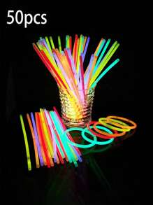 50/100 unidades Varitas luminosas de colores mixtos, varitas luminosas de PVC que brillan en la oscuridad, para fiesta - Multicolor - Ver 8