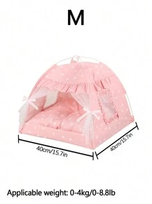 1pc Floral Cooling Breathable Washable Lightweight Pet Tent Suitable For Small Cats And Dogs, For Indoor And Outdoor Use, All Seasons - Pink - View 18