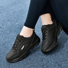 Women's Lightweight Soft Sole Flat Running Shoes, Casual Sneakers - Black - View 2