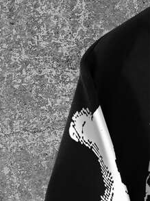 NEON DUSK Men's Black Pixel Cartoon Bone Pattern Crew Neck Sweatshirt - Black - View 4