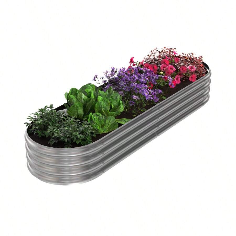 Galvanized Raised Garden Bed 82x35in Planter Box Open