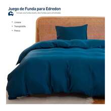 Juego de Funda Duvet para Edredon Individual - Azul - Ver 3