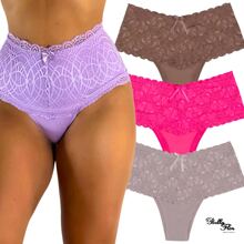 Kit 5 Panties High Waist Belly Cincher Adult Female Cotton Lining Cheap Postpartum Pregnancy - 彩色 - 查看 2