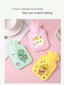 1 pieza Botella de agua caliente, calentador de manos de peluche con diseño de dibujos animados y anti-explosión, suministros escolares - Rosa - Ver 5