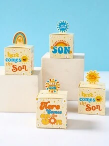 24 piezas Caja de regalo con estilo Aquí viene el sol, caja de embalaje de regalo favorita para fiestas de cumpleaños y vacaciones, suministros de decoración de fiesta, suministros de fiesta de verano - Multicolor - Ver 6