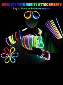 50pcs Mixed Color Party Glow Stick, Glow In The Dark PVC Light Stick, For Party - Multicolor - View 6