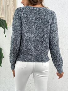 Women's Colorblock Crew Neck Loose Casual Sweater, Autumn/Winter - Grey - View 2