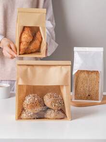 10 piezas Bolsa de embalaje para pan tostado, pan tostado rebanado, camote, bolsa de embalaje de croissant, bolsa de pan con cierre automático de alambre - Multicolor - Ver 11