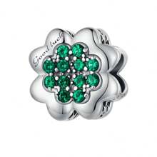 bamoer 1 PC 925 Sterling Silver Four-Leaf Clover Green Beads Dragonfly/Ladybird Charms For Women Bracelet And Necklace DIY Valentines