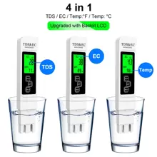 NJTY 1pc A5 Portable Water Quality Tester, 3-In-1 TDS Meter, EC Meter And Thermometer, Measurement Range 0-9999ppm, Precise And Reliable, High-Precision Backlit LCD, Ideal For Drinking Water, Aquarium, Hydroponics And Other Water Quality Testing, Comes With Carrying Case.
