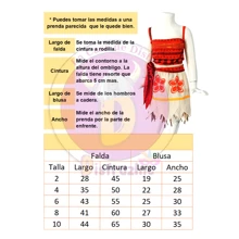 Disfraz Tipo Moanna Flores Vestido + Peluca Cosplay Princesa Mar - Naranja - Ver 4