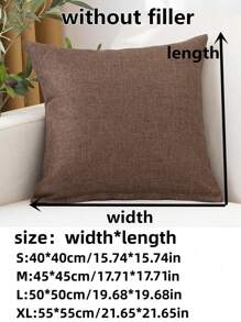 1入組咖啡彩色亚麻質感紋理枕套,靠墊套不附帶枕頭內 - 咖啡棕 - 查看 2