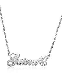 1 chiếc vòng cổ tên tùy chỉnh cho phụ nữ có hình con bướm bằng thép không gỉ có tên cá nhân hóa Vòng cổ choker hình con bướm cho đám cưới Quà tặng trang sức Giáng sinh cho bạn thân - Bạc - Xem 5