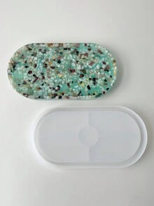 1个DIY椭圆形托盘树脂模具创意首饰制作模具盘子托盘模具办公家用树脂环氧树脂硅胶模具DIY工艺工具用品