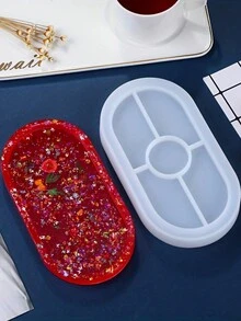 1个DIY椭圆形托盘树脂模具创意首饰制作模具盘子托盘模具办公家用树脂环氧树脂硅胶模具DIY工艺工具用品