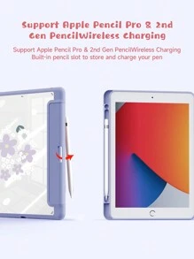1pc Purple Star Flower Print, New Upgraded Dual-Sided Printing, Colorful Acrylic Transparent Crystal Back Cover Protector Case, Compatible With IPad 10.2-Inch, IPad Pro 11 2021/2020/10th Gen, IPad Mini 6, IPad 5th Gen (9.7-Inch), IPad Air 5th Gen 2022, With Pencil Slot, Anti-Drop, Support Auto Sleep/Wake - Multicolor - View 3