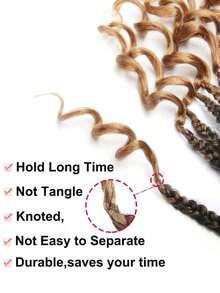 Goddess Box Braids Crochet Hair With Curly Ends 12 Inch Pre Lopped Crochet Hair For Women Boho Box Knotless Braids Synthetic Hair Extensions 16 Strands/Pack Braiding Hair Extension(OT27) - Linen Brown - View 5