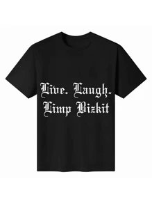 Live Laugh Limp Bizkit T-Shirt (Single Piece)100% Cotton 220g Heavy Cotton T Shirt - Black - View 1