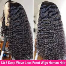 bling hair 13x6 13x4 Deep Wave Lace Front Wigs Human Hair Pre Plucked Deep Curly Lace Frontal Wigs Human Hair 180% Density Lace Frontal Wigs For Women Glueless Wigs With Baby Hair - Natural Black - View 4