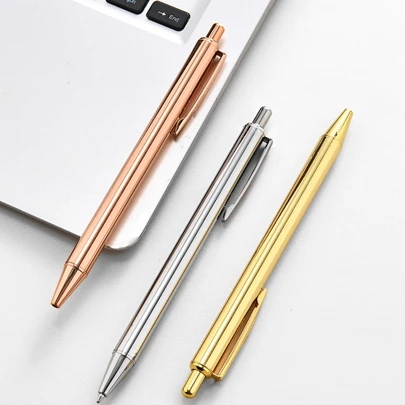 1-3pcs Gold/Silver/Rose Gold Metal Ballpoint Pens, Smooth Writing, 1mm Medium Tip, Suitable For Wedding, Business, Office, Students, Teachers, Men & Women, Can Be Used As Back To School Gift
