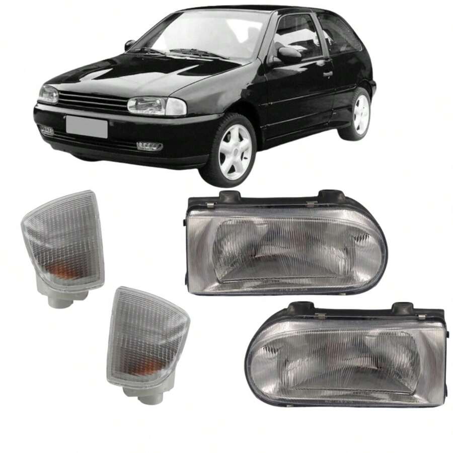 Pair Headlight Kit With Pair Crystal Flasher Gol Ball 95 96 97 98 99 - Cristal - 查看 1