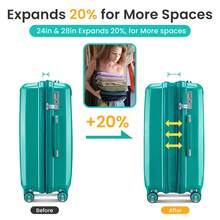 Anwick Luggage 4 Piece Sets(14/20/24/28), Hard Shell Lightweight TSA Lock Carry On Expandable Suitcase With Spinner Wheels Travel Set - 綠色 - 查看 7