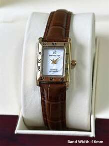 Pablo Raez 1 pieza Reloj dorado vintage de mujer Vestido Reloj SUS304 Caja cuadrada de acero inoxidable chapado en oro Diseño elegante y nuevo Cuarzo retro Esfera de nácar blanco de alta calidad Cómoda correa de piel de microfibra negra Resistente al agua 50M Reloj casual ideal para adolescentes y chicas Bonito regalo para amigos o familia Apto para uso diario, trabajo y fiestas